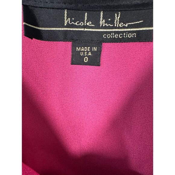Nicole Miller Collection Vintage 1990s Pink Black Mesh Sequin Slip Dress Size 0 - Picture 5 of 8